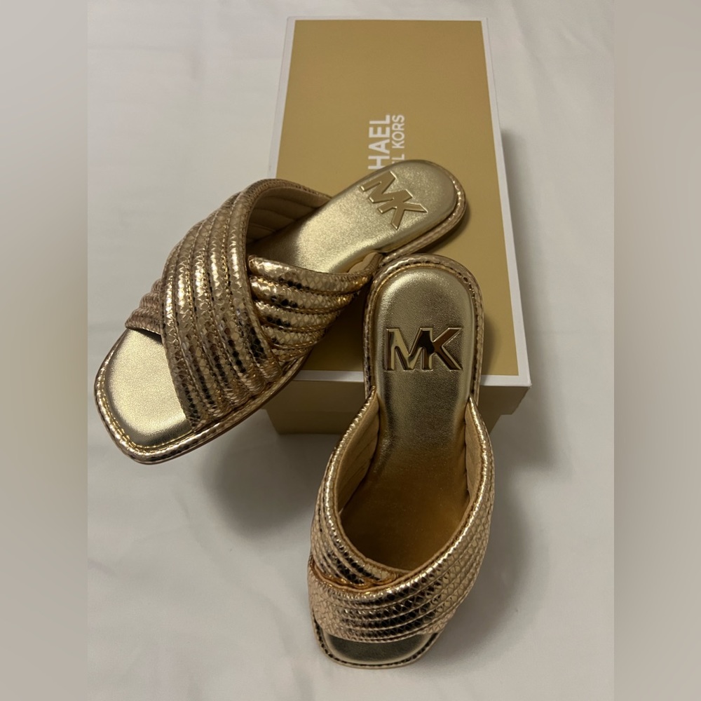 Portia Quilted Metallic Snake Embos
Leather Slide Sandal | Michael Kors - Picture 1 of 2